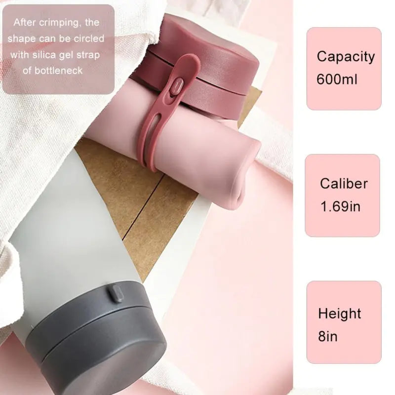 20oz Foldable Water Bottles Soft Flask Sports Drinking Water