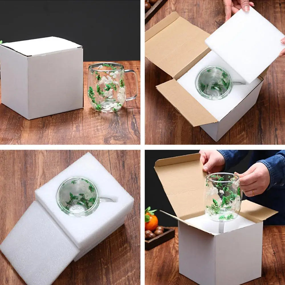Double Wall Glass Mugs Dried Flower Coffee Glass Mug Beverage Glasses Tea Mug Cups Double Wall Glass Mug for Cold
